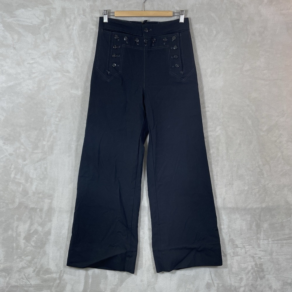 Vtg US Navy Wool Sailor Pants 30x29 Lace Back Wide Leg Flare Bell Bottom USN